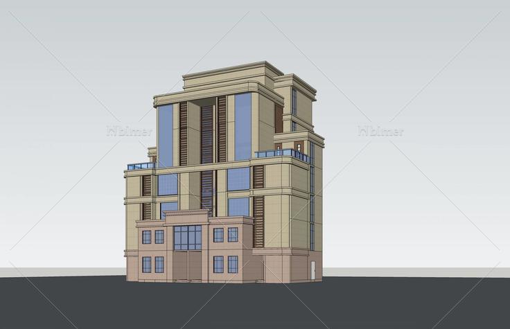 简欧风格多层住宅楼(51561)su模型下载