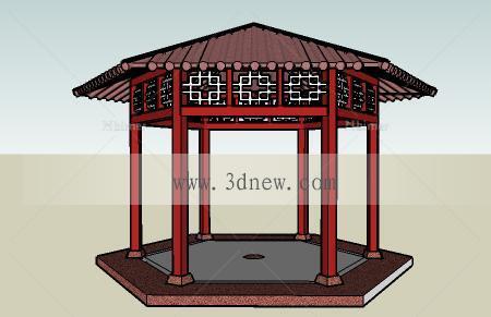 SketchUp亭子集合-亭廊03