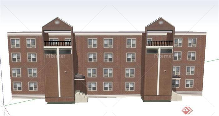 现代某四层学生宿舍建筑设计SU模型