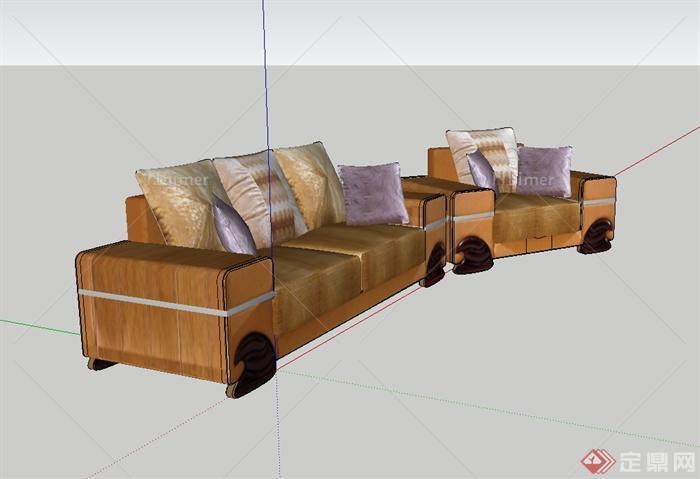 某现代风格住宅空间沙发设计su模型[原创]