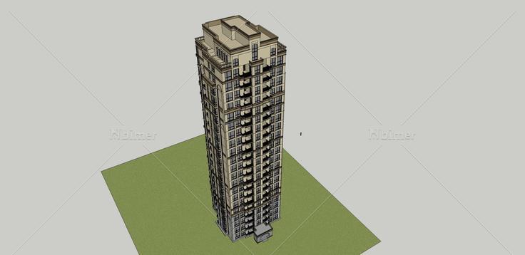 简欧高层住宅公寓(33899)su模型下载