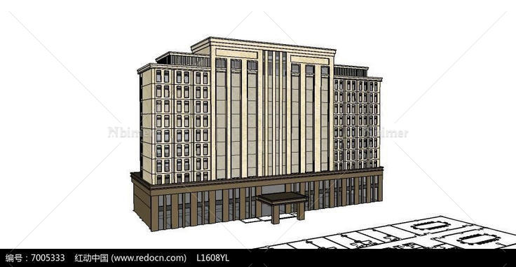 简欧风格建筑模型外观