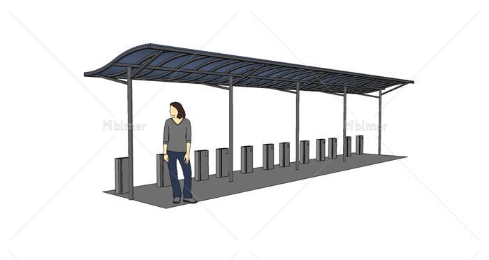 非机动车停车棚设计su模型