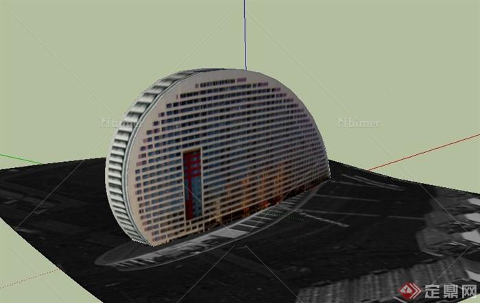 某弧形多层商城建筑设计SU模型