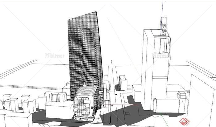 现代某达明大厦办公建筑设计SU模型