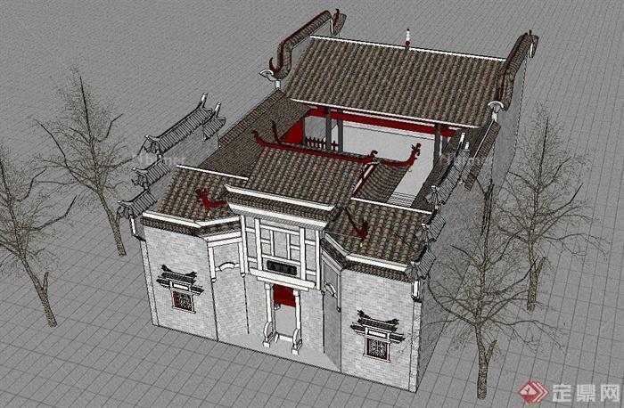 某康王廟古建筑设计SU模型