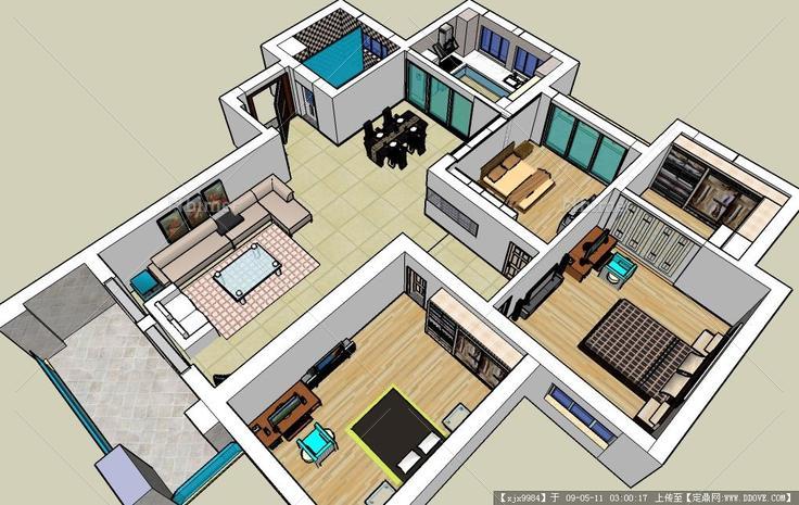 sketchup打造135平米家装室内设计