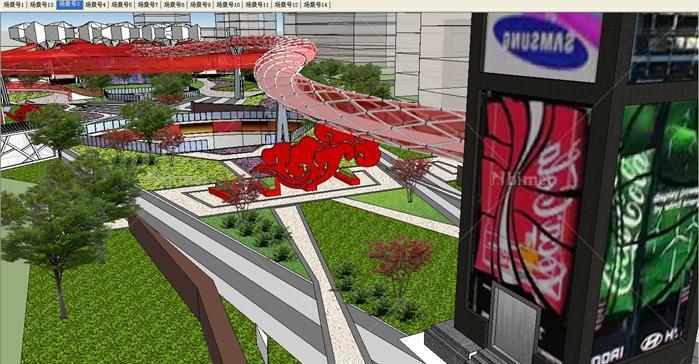 某城市市民休闲广场景观设计SU模型（飞龙观光走