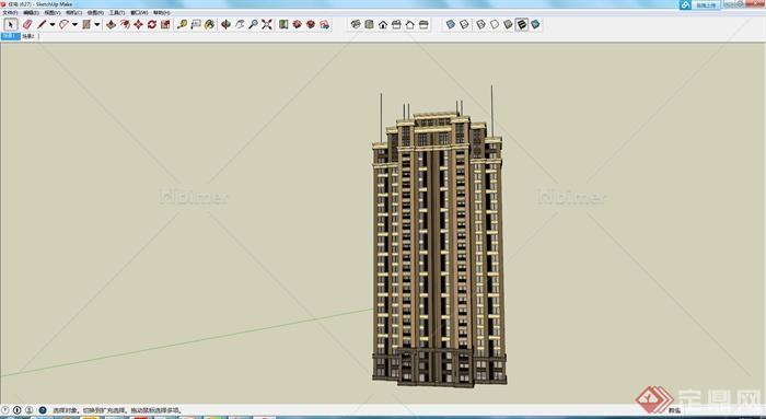 某23层住宅楼建筑设计SU模型