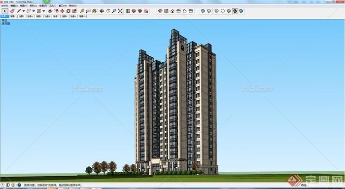 某地区一高层居住建筑设计su模型