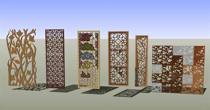 某现代中式风格木质窗户设计su模型[原创]