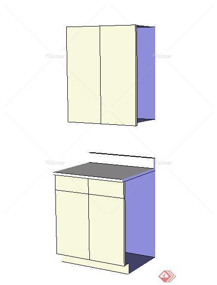 某厨房现代餐柜设计方案su 模型