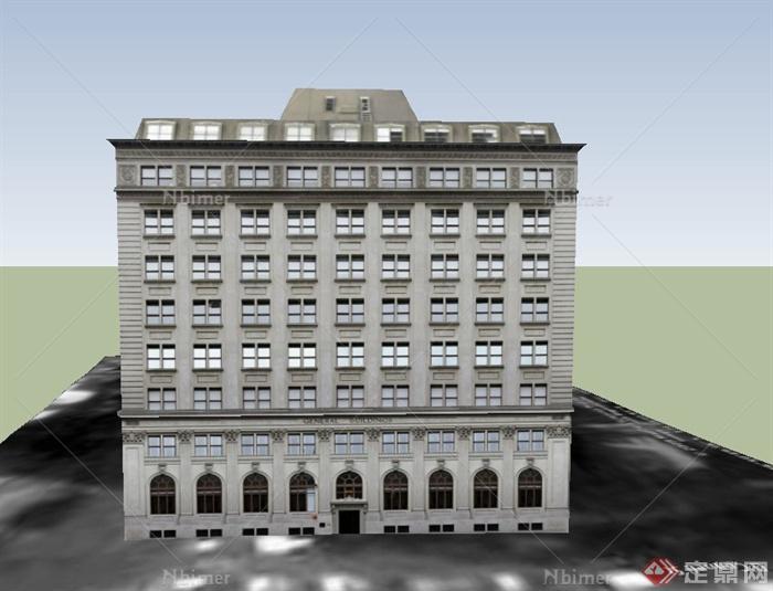 某多层欧式风格行政办公楼建筑设计SU模型