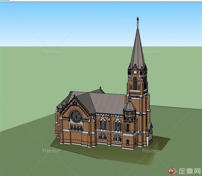 某英式教堂展览建筑设计su模型[原创]