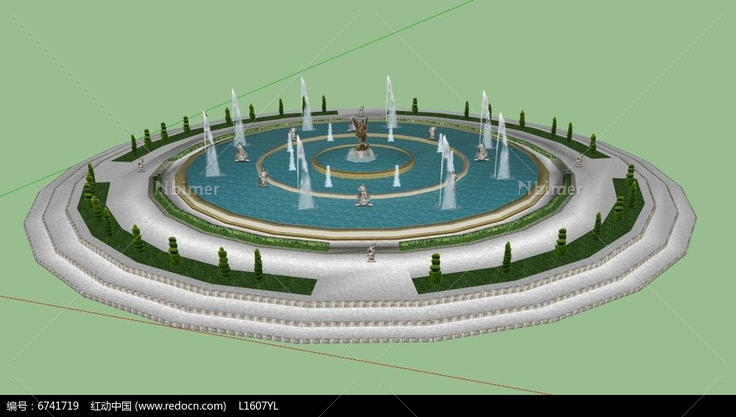 喷泉地上喷泉SU模型