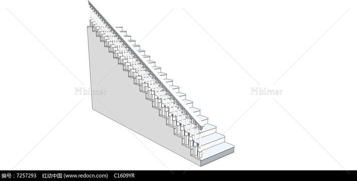 现代白色楼梯SU模型