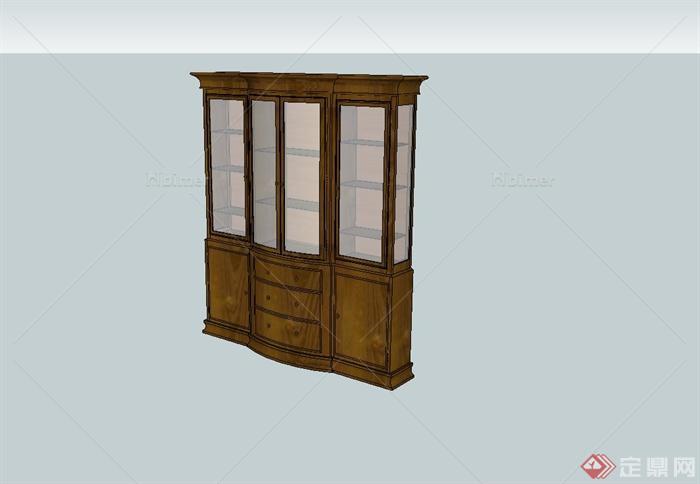 室内木质储物柜子设计su模型