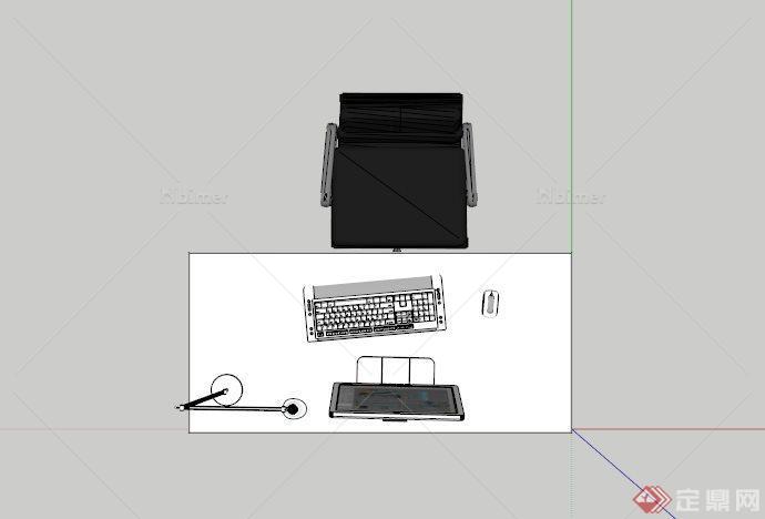 某现代电脑桌椅组合SU模型