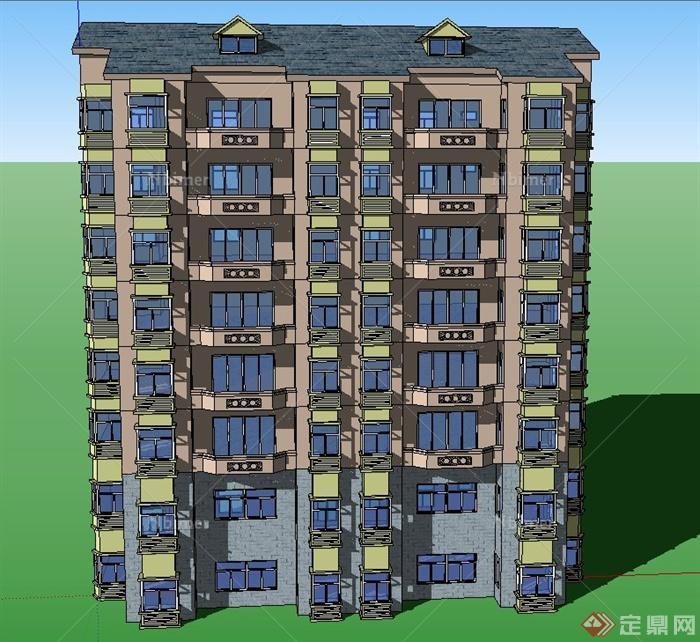 某高层坡屋顶住宅建筑设计SU模型[原创]