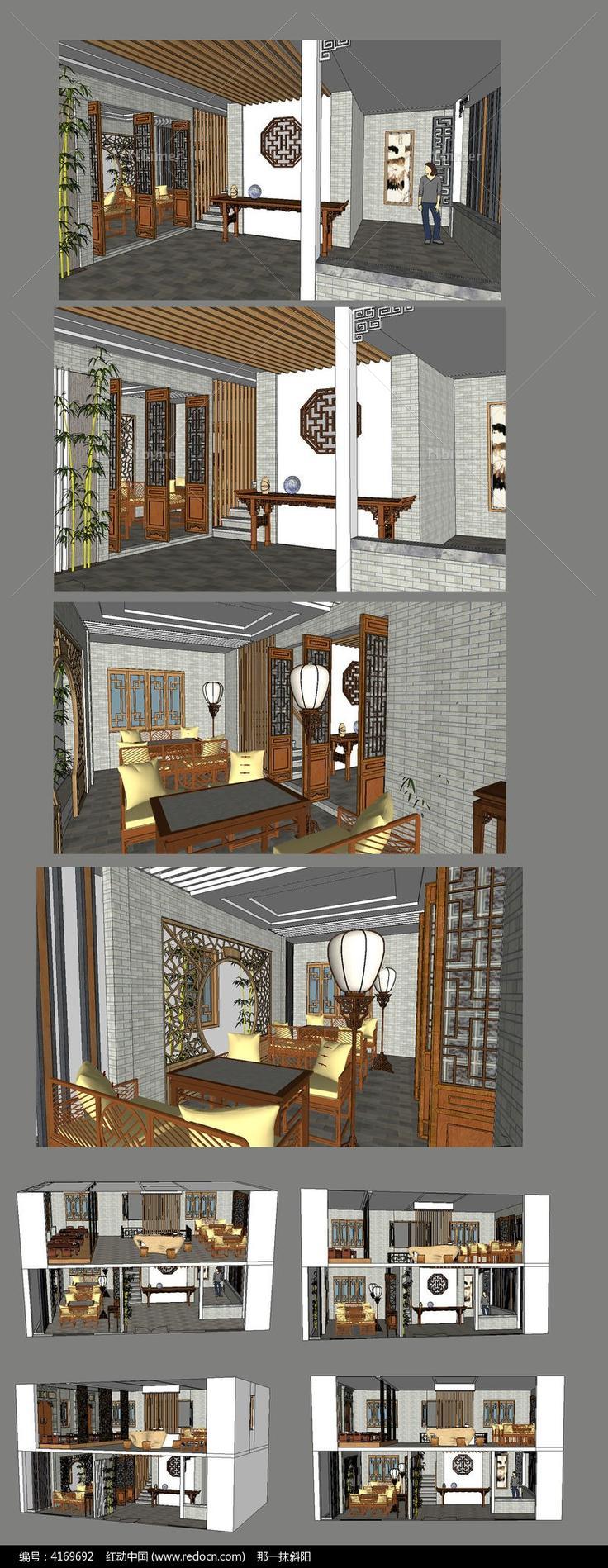 茶楼茶馆室内装修SU模型设计