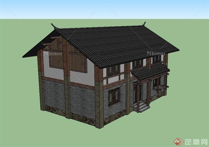 古典中式风格度假村住宅建筑设计su模型