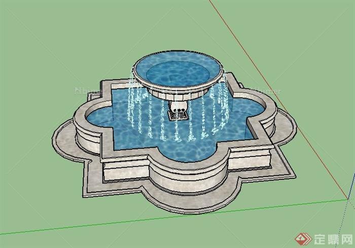 园林景观节点喷泉设计SU模型