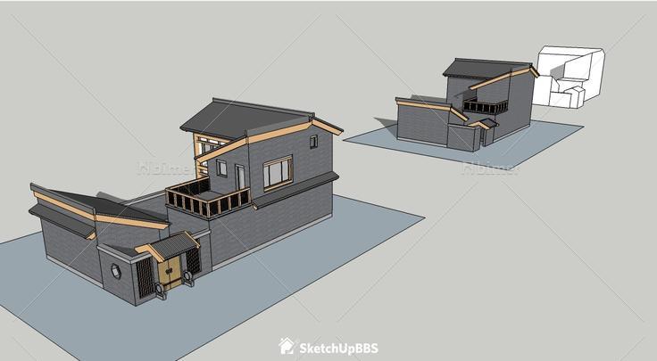 北方院落式民居建筑方案，附模型