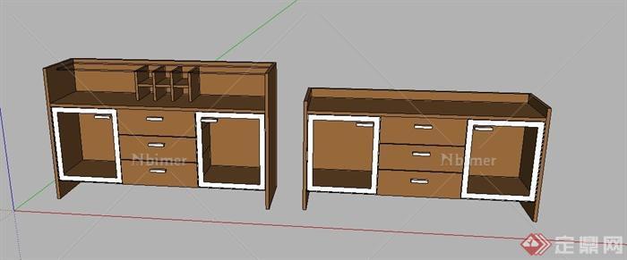 两款简约餐边柜储物柜Su模型[原创]