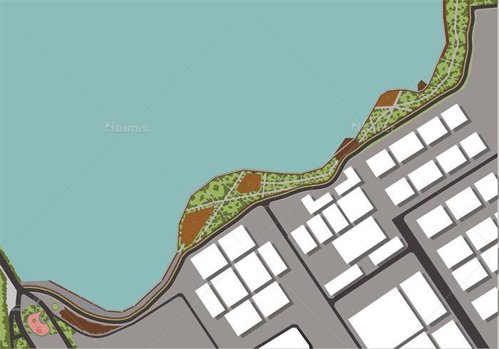某现代风格沿海景观规划设计SU模型含CAD平面图[