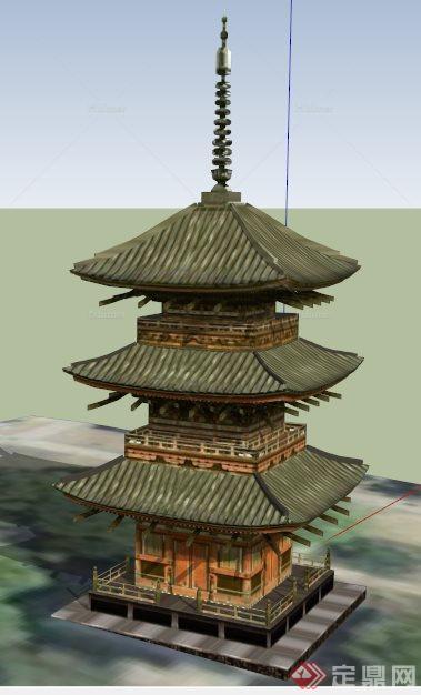 日式古建景观塔楼su模型[原创]