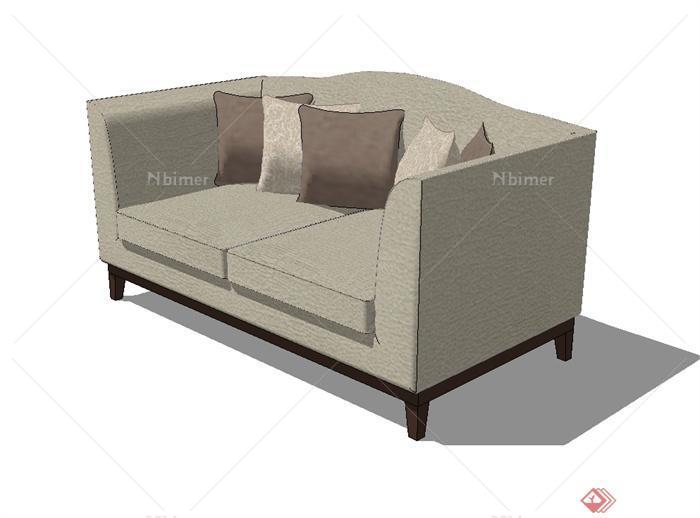 现代风格客厅双人沙发椅设计SU模型[原创]