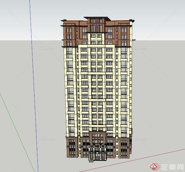 某新古典高层居民住宅建筑设计SU模型