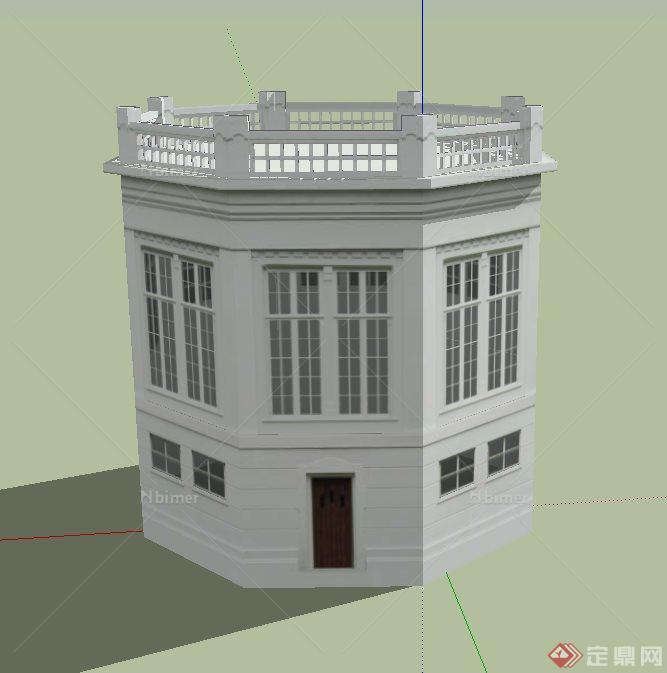 某八菱柱建筑设计SU模型