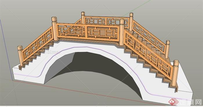 中式风格景观木桥设计su模型[原创]