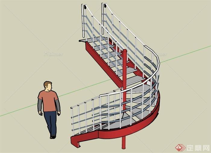 现代转角铁楼梯设计SU模型[原创]