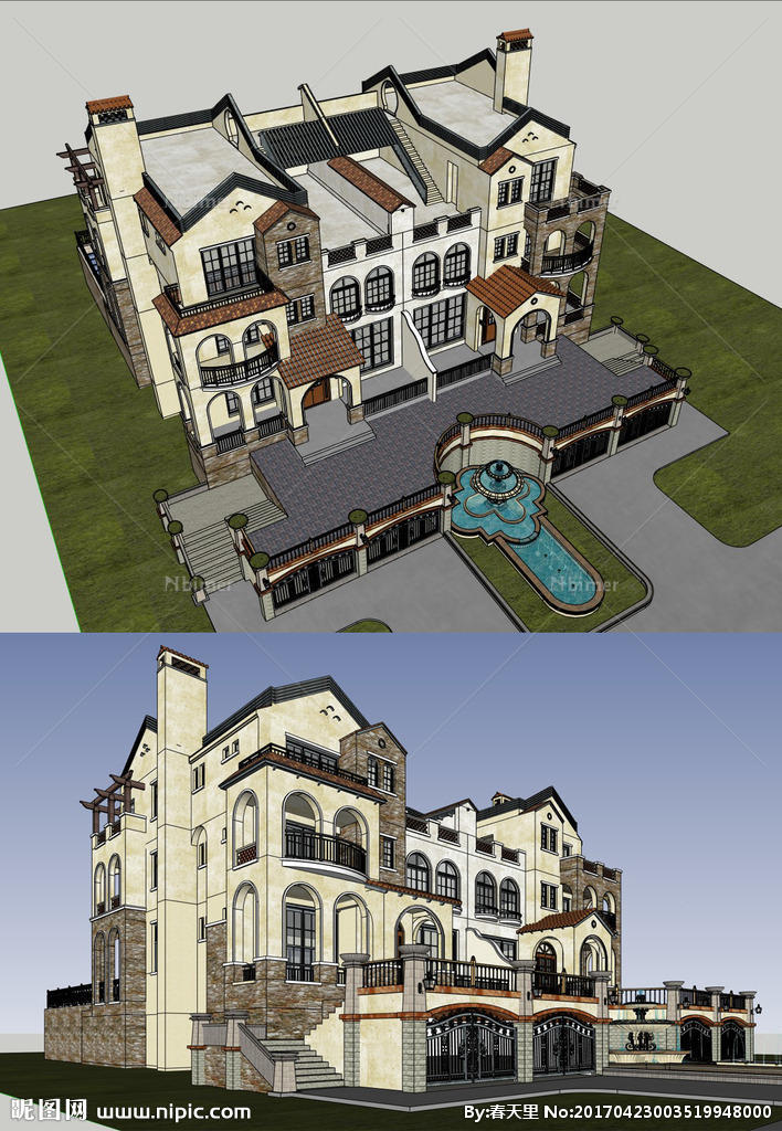 SketchUp别墅模型图片
