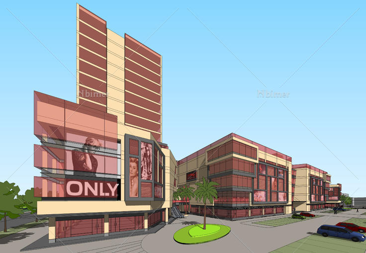 高层办公楼与商业综合体建筑sketchup模型