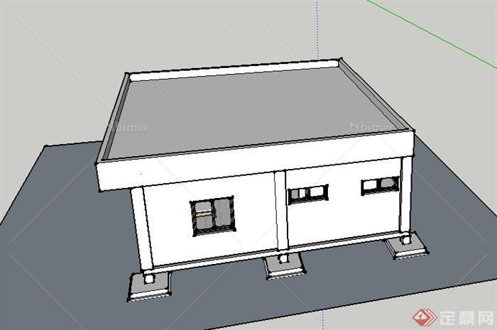现代某单层平房住宅建筑设计SU模型