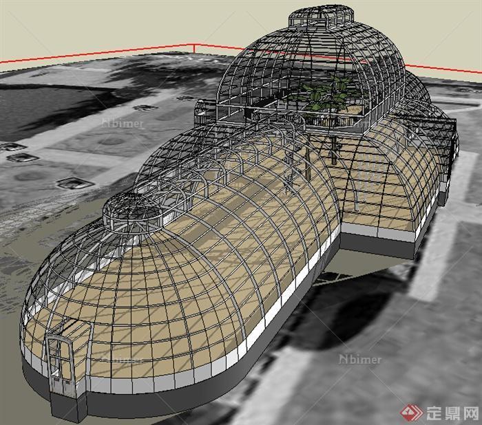 某植物园一温室大棚建筑设计su模型