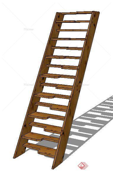简约木质直楼梯设计su模型[原创]