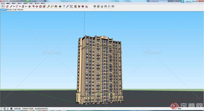 某现代风格高层住宅建筑设计方案SU模型9