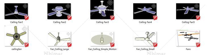 10台吊扇su精简模型