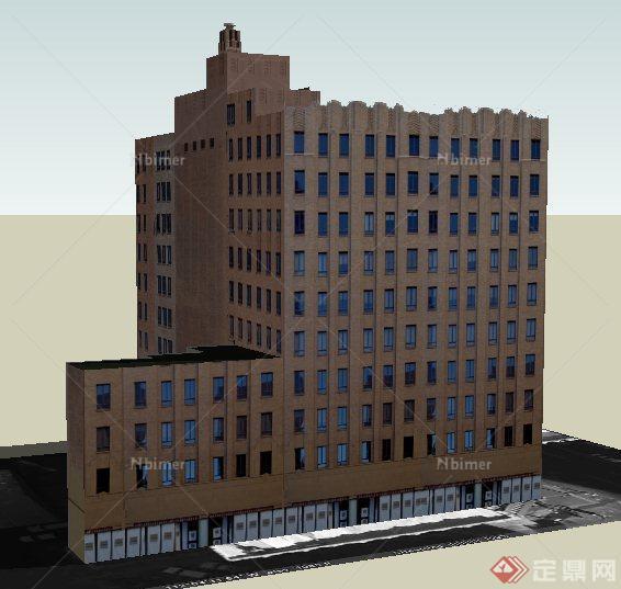 现代风格小高层办公楼建筑设计su模型