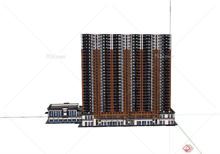 现代某高层住宅小区商住房建筑设计SU模型