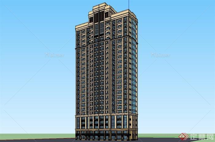某新古典风格高层公寓建筑设计SU模型[原创]