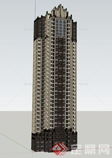 某现代高层居住建筑设计SU模型素材参考