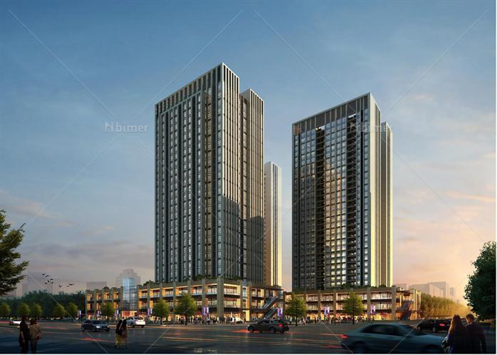 重庆某新古典风格商业办公综合体建筑设计方案SU