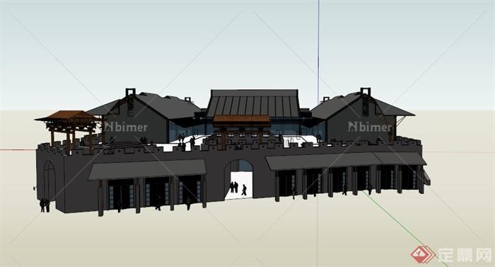 某古典中式文化展览建筑设计SU模型