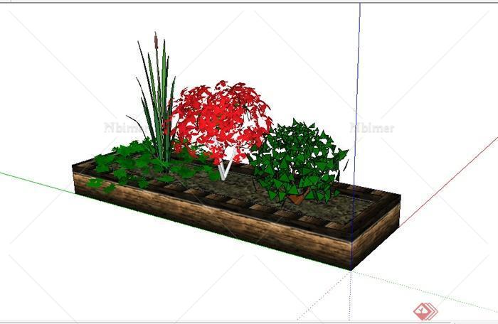 某园林景观花池设计SU模型素材1