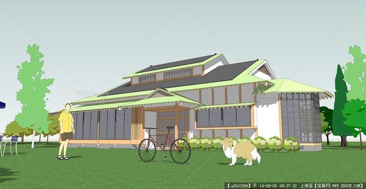 坡屋顶别墅建筑设计方案su模型